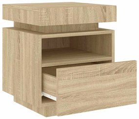 vidaXL Κομοδίνα με Φώτα LED 2 τεμ. Sonoma Δρυς 40x39x48,5 εκ.