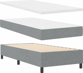 vidaXL LED Κρεβάτι με βάθρο Ανοιχτό γκρι 90 x 200 cm ύφασμα