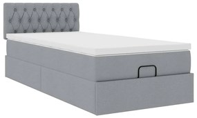 Οθωμανικό κρεβάτι με στρώμα &amp; LEDs Ανοιχτό γκρι 80x200cm ύφασμα 3312346