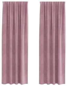 vidaXL Κουρτίνες με κουρτίνες 2 pcs Σκούρο Ροζ 140 x 225 cm Βελούδο