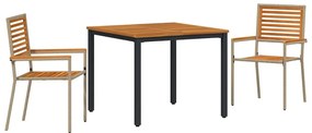 vidaXL Σέτ φαγητού για κήπο 3 pcs Μπεζ, Καφέ 90 x 90 x 75 cm