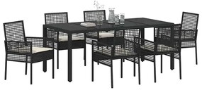 vidaXL Σέτ φαγητού για κήπο 7 pcs Μαύρο Πολυ ράταν