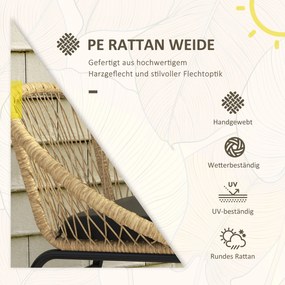 Σετ αυλής Rattan, σετ επίπλων κήπου, 2 πολυθρόνες &amp; τραπέζι, κίτρινο