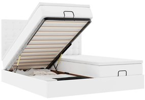 Οθωμανικό κρεβάτι με στρώματα &amp; LEDs Καθαρό λευκό Faux Leather 3314509
