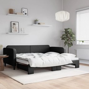 Καναπές Κρεβάτι Συρόμενος Μαύρος 90 x 200 εκ. Υφασμάτινος - Μαύρο