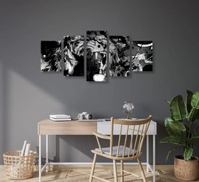 Εικόνα 5 τμημάτων κεφάλι λιονταριού σε μαύρο & άσπρο - 200x100