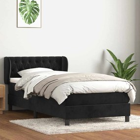 Box Spring Κρεβάτι με στρώμα Μαύρο 100x220 εκ. Βελούδινο