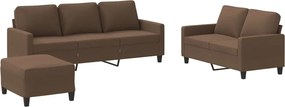 vidaXL Πολυθρόνες Σετ 3 Τεμαχίων Καφέ από Ύφασμα με Μαξιλάρια