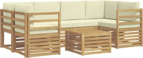 vidaXL Σειρά Καναπέ Εξωτερικού 7 pcs Λευκό και Κρεμ Πολυεστέρας