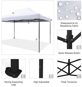 Κιόσκι Gazebo MATTHEW C6311 Πτυσσόμενο Μαύρο Μεταλλικό &amp; Λευκό Ύφασμα 3x4,5x3,10Yμ. 300x450x310 εκ.