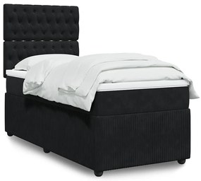 vidaXL Κρεβάτι Boxspring με Στρώμα Μαύρο 90x190 εκ. Βελούδινο