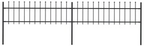 Κάγκελα Περίφραξης με Λόγχες Μαύρα 3,4 x 0,6 μ. από Χάλυβα