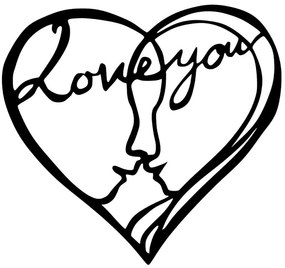 Διακοσμητικό Τοίχου I Love You 899SKL2434 71x68cm Black Wallity Μέταλλο