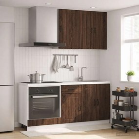 vidaXL Μονάδα κουζίνας LUCCA 5 pcs Καφέ Ξύλο Δρυός Επεξεργασμένο Ξύλο
