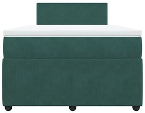 vidaXL Κρεβάτι Boxspring με Στρώμα Σκούρο Πράσινο 120x190εκ. Βελούδινο