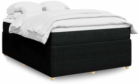 vidaXL Κρεβάτι Boxspring με Στρώμα Μαύρο 140x190 εκ. Υφασμάτινο