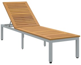 vidaXL Ξαπλώστρα Γκρι 200x55x35 εκ Μονοκόμματο Ξύλο Ακακίας