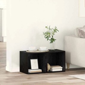 vidaXL Σετ επίπλου τηλεόρασης 2 τμχ. Μαύρο Επεξεργασμένο Ξύλο