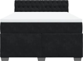 vidaXL Κρεβάτι Boxspring με Στρώμα Μαύρο 140x190 εκ. Βελούδινο
