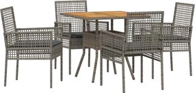 vidaXL Σέτ φαγητού για κήπο 5 pcs Γκρι συνθετικό ρατάν