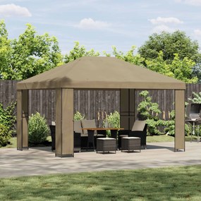 vidaXL Κιόσκι 4 x 3 μ Μπεζ Πολυεστέρας και Χάλυβας 190 gsm