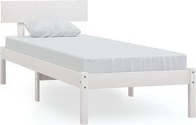 vidaXL Πλαίσιο Κρεβατιού Λευκό 75x190 εκ. Μασίφ Ξύλο Small Single