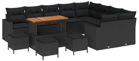 vidaXL Σετ Καναπέ Κήπου 13 pcs Μαύρο συνθετικό ρατάν