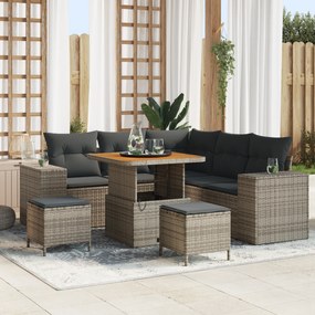 vidaXL Σετ Καναπέ Κήπου 8 pcs Γκρι συνθετικό ρατάν
