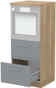 Επιδαπέδιο ντουλάπι φούρνου ψηλό Hudson K14-60-2MB-Δρυς - Γκρι