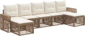 vidaXL Σετ Καναπέ Κήπου 7 pcs Μπεζ και Κρέμ συνθετικό ρατάν