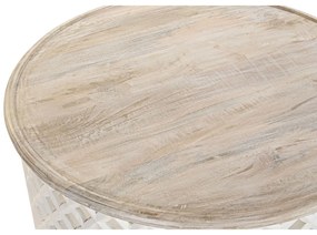 Τραπεζάκι Καφέ DKD Home Decor Λευκό Φυσικό Αλουμίνιο Ξύλο από Μάνγκο 81 x 81 x 45 cm