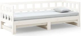 vidaXL Καναπές Κρεβάτι Συρόμενος Λευκός 2x(80x200) εκ. από Μασίφ Πεύκο