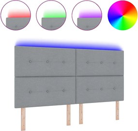 vidaXL LED κεφαλάρι με LED ταινίες φωτός Ανοιχτό γκρι 180 cm ύφασμα