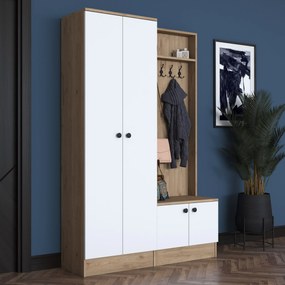 Έπιπλο Εισόδου Λευκό / Καρυδιά BARERO 119,6x35,5x182,8