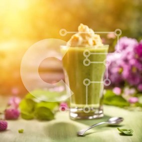 Intra Συλλεκτικό Ξύλινο Παζλ Plywood 4mm - Πράσινο Smoothie σε ποτήρι με παγάκια και άχυρο Σε Ξύλινο Κουτί - Διαστάσεις: 10x10 cm – 25 κομμάτια