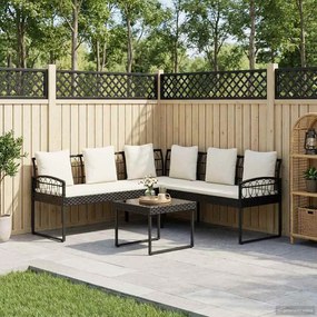 vidaXL Σετ Καναπέ Κήπου 2 pcs Μαύρο και Κρέμα Πολυ Ράτταν Ατσάλι
