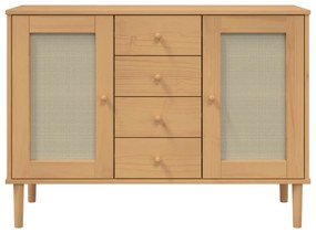 vidaXL Μπουφές SENJA Καφέ / Ρατάν 112 x 40 x 80 εκ. Μασίφ Ξύλο Πεύκου