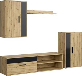 Σύνθετο σαλονιού Benor-Μαύρο - Φυσικό