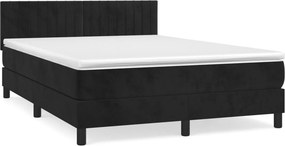 vidaXL Κρεβάτι Boxspring με Στρώμα Μαύρο 140x200 εκ. Βελούδινο