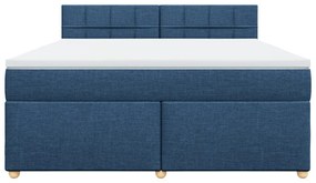 Κρεβάτι Boxspring με Στρώμα Μπλε 180x200 εκ. Υφασμάτινο - Μπλε