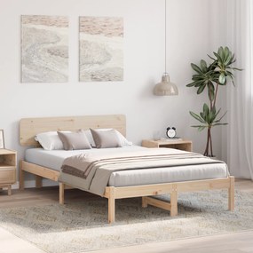 vidaXL Κρεβάτι με Επικεφαλίδα 120x200 εκ Συμπαγές ξύλο πεύκου
