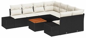 vidaXL Σετ Καναπέ Κήπου με μαξιλάρι 9 pcs Μαύρο Πολυ ράταν