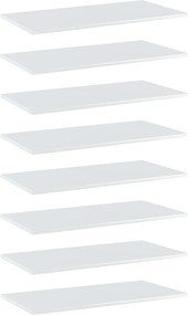 vidaXL Ράφια Βιβλιοθήκης 8 τεμ. Γυαλ. Λευκό 80x40x1,5 εκ. Μοριοσανίδα