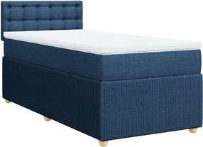 vidaXL Κρεβάτι Boxspring με Στρώμα Μπλε 90x190 εκ.Υφασμάτινο