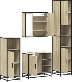 vidaXL Σετ Επίπλων Μπάνιου 4 Τεμαχίων Sonoma Δρυς Επεξεργασμένο Ξύλο