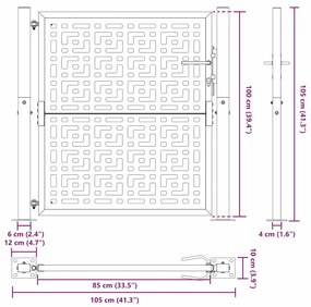 Πύλη κήπου 105x105 cm Σταυρός σχεδιασμού από διαβρωμένο χάλυβα - Καφέ