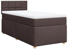 Κρεβάτι Boxspring με Στρώμα Σκούρο Καφέ 90x200 εκ. Υφασμάτινο - Καφέ