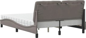vidaXL Κρεβάτι με Στρώμα Taupe 120x200 εκ. Υφασμάτινο