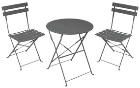 Τραπεζαρία Bistro pakoworld σετ 3τεμ μεταλλική αναδιπλούμενη σε ανθρακί απόχρωση Φ60x71εκ