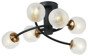 Φωτιστικό Οροφής - Πλαφονιέρα Ifigenia 4239500 Black-Gold Viokef Metal, Glass